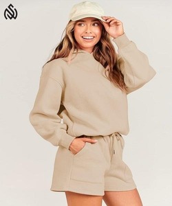 El mejor diseño, logotipo personalizado, sudaderas con capucha para mujer, conjunto de pantalones cortos, hecho en Pakistán, forro polar de alta calidad, hasta la rodilla, conjuntos de Invierno para mujer al aire libre - Product Image 3