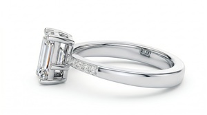 <b>Emerald</b> Cut Diamond <b>Ring</b> With Side Diamonds For Women Engagement Classic Style Lab Grown Diamonds - Product Image 5