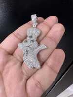 Colgantes y Dijes de Joyería Fina de Plata de Ley 925 Bañados en Oro con Diamantes de Moissanita, Estilo Hip Hop Iced Doughboy, Regalo de Cumpleaños