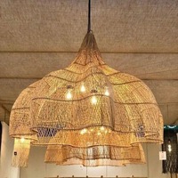 Vente en gros d'abat-jour en rotin naturel artisanal géant, lampe suspendue en bambou pour salon, jardin, décoration intérieure