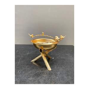 Meridian Bird Triple Brass Set 3 piezas 2 piezas Single Snack Bowl Elegante diseño de pájaro para comedor - Product Image 4
