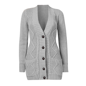 KATBROS INDUSTRY New Design Women's <b>Cardigan</b> <b>Sweaters</b> Customized Cotton/Wool Covered Button Autumn Casual Warm Logo Options - Product Image 5