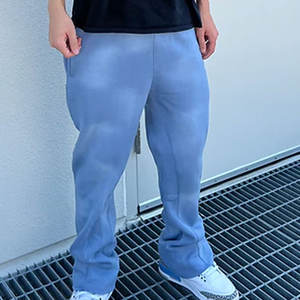 Pantalones de chándal acampanados lavados personalizados, pantalones de calle de algodón de primera calidad, fabricante de fábrica OEM/ODM. - Product Image 1