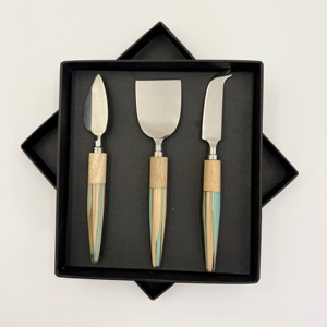 Utensilios para Queso de Acero Inoxidable al por Mayor, Cuchillo de Mesa con Mango de Resina de Madera y Metal en Forma de Paraguas, Esparcidores de Queso - Product Image 1