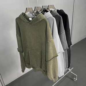 เสื้อมีฮู้ดแนวสตรีทของผู้ชายเสื้อสเวตเชิ้ตแขนยาวลำลองทรงหลวมแบบสวมหัวมีฮู้ดผ้าคอตตอน100% ฤดูใบไม้ร่วง - Product Image 5