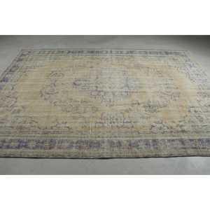 Vintage Turkish Rug, 7,1x9,<b>9</b> ft Oversize Rug, Blue Brown Floral Rug - Product Image 3