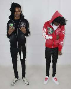 Ropa de calle con lavado ácido de alta calidad, parche bordado Vintage desgastado, Sudadera con capucha y cremallera, Sudadera de felpa francesa personalizada - Product Image 5