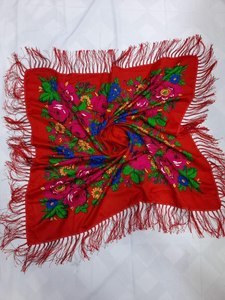 Traditional Berber Amazigh Fringe <b>Scarf</b> Kabyle Floral Headscarf <b>Red</b> Embroidered Cotton Autumn Wholesale Custom OEM Manufacturer - Product Image 5