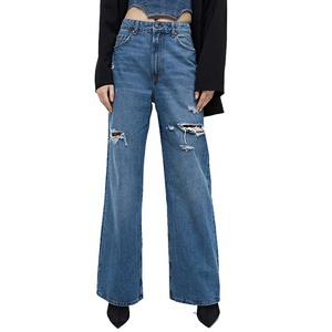 Venta al por mayor de pantalones vaqueros personalizados de las mujeres estiramiento de cintura alta transpirable Skinny Jeans Pantalones de las mujeres lápiz pantalones sueltos - Product Image 3