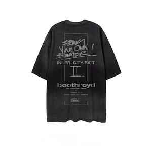 Camiseta de Algodón 100% Lavada, Estampada, de Gran Tamaño, Personalizada, MOQ Bajo, para Hombre - Product Image 1