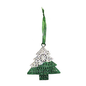 Glitter Green Silver <b>Christmas</b> <b>Tree</b> <b>Hanging</b> Ornament Decoration for Holiday Festive <b>Tree</b> Home Decor Gift Piece - Product Image 1