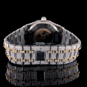 Reloj automático de lujo totalmente helado VVS Clarity Lab crecido CVD Diamond Acero inoxidable esfera romana calendario mecánico reloj de marca - Product Image 4