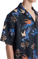 Chemise homme personnalisée à manches longues col en V en tissu Oxford, imprimé hawaïen plage d'été, motif palmiers, respirante, séchage rapide, coupe classique
