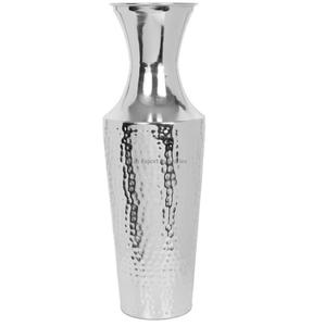 Vase à fleurs en métal en forme de bouteille martelé fini argent brillant pour la maison et le mariage Vase floral décoratif - Product Image 1