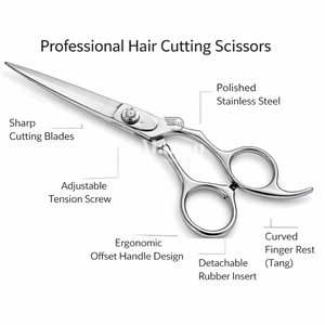 กรรไกรตัดผมมืออาชีพขนาด 6.5 นิ้ว สแตนเลสสตีล ดีไซน์สมดุล สำหรับร้านทำผม MANAN INSTRUMENTS - Product Image 6