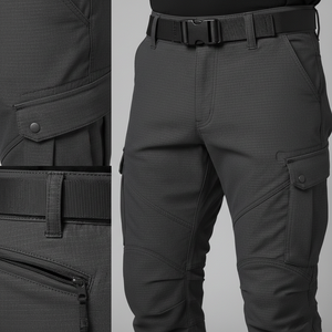 Pantalones Cargo Articulados de Movilidad, Color Personalizado, Pantalones Técnicos con Múltiples Bolsillos, Diseño Ergonómico, Ropa Urbana Tecnológica para Hombre, Corte Medio - Product Image 4