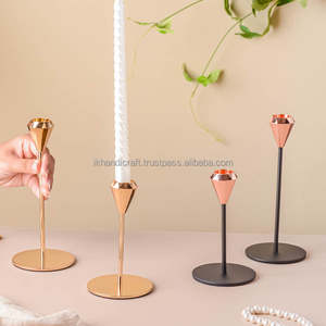 Elegant Luxury Handmade <b>Brass</b> Bronze Taper Candle Holder Premium Home Christmas Ramadan Decor Metal Candle Stand Crystal Garden - Product Image 3