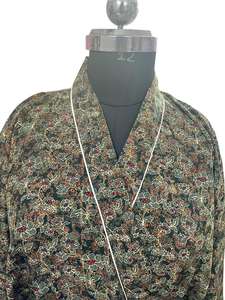 Kimono en soie 100% fait à la main pour femmes bohème motif floral imprimé de fleurs manteau de thé du matin décontracté pour demoiselles d'honneur - Product Image 2