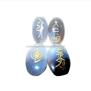 Haute qualité usui reiki bleu dentelle pierre ovale Feng Shui reiki symbole ensemble pierre naturelle guérison usui cristal pierres précieuses en gros - Product Image 5