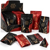 Sachets de thé personnalisés à soufflets latéraux, thermoscellables, pour emballages de thé en vrac, impression numérique, multi-SKU, emballage vide uniquement