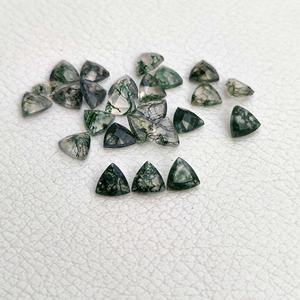 Ágata de musgo Natural de 4mm facetado trillón corte AAA calidad verde piedra preciosa suelta última joyería del fabricante en línea India - Product Image 2
