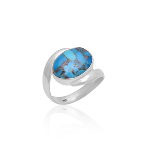 Nueva llegada hecha a mano de plata esterlina turquesa piedra anillos plata turquesa anillos declaración ovalada turquesa 925 plata esterlina - Product Image 1