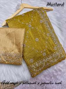 Mahaveer Silks โกลด์ปิ๊งหนักส่าหรีอินเดียและปากีสถานเสื้อผ้าขายส่งในตลาด Bhavnagar - Product Image 6