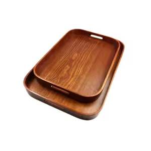 Fantastique ensemble en bois de 2 plateaux de service de thé à café en forme de rectangle de taille différente de qualité supérieure - Product Image 5