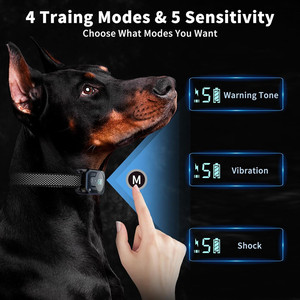 <span class=keywords><strong>Collar</strong></span> de entrenamiento eléctrico antiladridos para perros con 5 sensibilidad, fabricante de collares de choque impermeables recargables para perros - Product Image 4