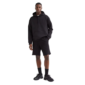 Lightweight Plus Size Hoodie & <b>Shorts</b> Set with Moisture Wicking Fabric for Active Use High Street Style Men's - Product Image 1