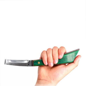 Couteau à sabot de qualité supérieure 7.5 pouces lame en acier Double bord manche en bois coupe sabots de cheval couteaux avec pochette en cuir - Product Image 6