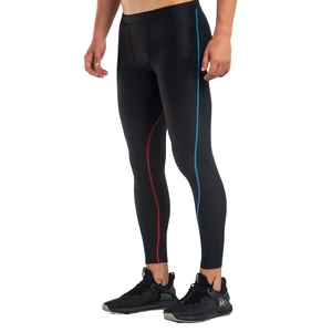 Leggings de sport pour hommes, leggings de compression pour la course à pied et la musculation, pantalons ajustés multicolores, longueur intégrale, respirants, en polyester - Product Image 1