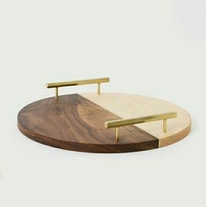 Plateau de service en bois de style luxe Impression personnalisée Poignée attrayante Design moderne Portable pour la maison Hôtels Parties Utilisation commerciale - Product Image 2