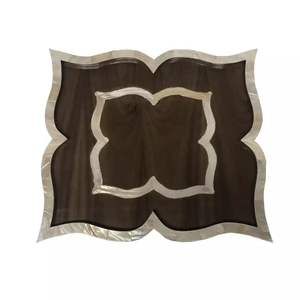 Design et logo personnalisés plateau de service de forme ronde en bois naturel et plateau d'incrustation de vadrouille plateau à chocolat décor à la maison vaisselle assiette - Product Image 4