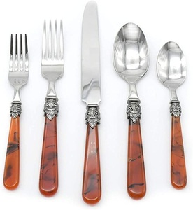 Juego de cubiertos de acero inoxidable reciclado Mango martillado único Nueva vajilla con cuchillo para carne Ensalada Tenedor Cuchara Juegos de cubiertos - Product Image 2