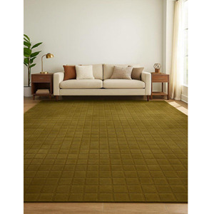 Alfombra de Lana con Diseño Cuadrado Verde, Alfombra Moderna Hecha a Mano para Decoración del Hogar, Regalo de Navidad para Sala de Estar, Uso en Picnic - Product Image 6