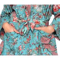 Kimono Pijama Takımı Kadın Saf Pamuklu Baskılı Stil İki Parçalı Özel Ölçü Çiçek Desenli Yazlık Yumuşak Nefes Alabilen Ev Giysisi