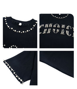 เสื้อยืดคอกลมทรงหลวม แบรนด์หรู ผ้าคอตตอน 100% คุณภาพสูง สไตล์สตรีทแวร์ ตกแต่งด้วยลูกปัดมุก  สำหรับทุกเพศ  รับผลิตตามสั่งขายส่ง - Product Image 3