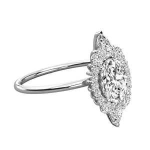 Alliance de mariage avec halo de diamants ovales, ronds et en forme de poire - Product Image 2