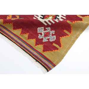 Tapis turc vintage 6,3x10,1 pieds, tapis en laine rouge camouflage - Product Image 5