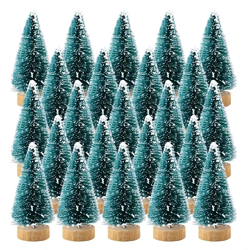 Mini Christmas Trees Bottle Brush Trees Plastic Winter Snow Ornaments Tabletop Crafting DIY Decoration Christmas Gift
