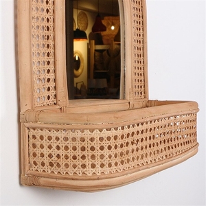 Cuerda de mimbre tejida clásica de estilo moderno, decoración colgante de pared Bohemia geométrica, espejo de madera de bambú Natural para sala de estar, nuevo - Product Image 2