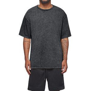 T-shirt Streetwear à la mode lavé à l'acide en détresse Boxy surdimensionné t-shirts Style Vintage unisexe coupe ample coton t-shirt luxe - Product Image 1