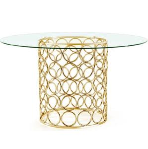 Mesa de Centro y café decorativa moderna para decoración del hogar Mesa redonda con marco dorado de vidrio y Metal barato para pasillo y cafeterías - Product Image 3