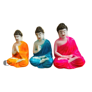 Juego de 3 estatuas de Buda coloridas de resina - Product Image 4