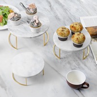 M.R. Artisanat - Plateau de service à étages en métal blanc doré |   Support décoratif écologique résistant à la chaleur, fait à la main, antiadhésif