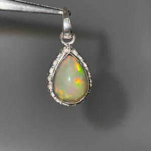 925 argent Sterling Style Vintage pendentif Multi feu éthiopien opale blanc poire forme alliage à la mode pour enfants hommes femmes - Product Image 1