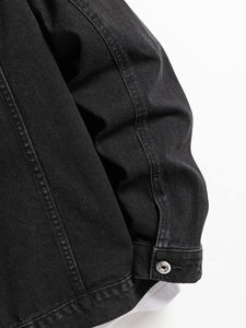 Men's <b>Denim</b> <b>Jackets</b> Distressed Stand Collar Customizable Sport Style Hooded <b>Jacket</b> Outdoor Use Breathable Front Logo Windproof - Product Image 3