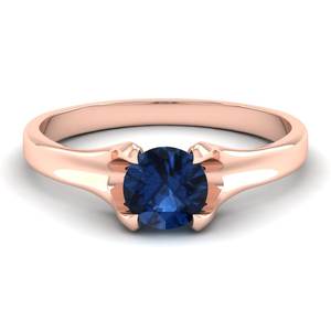 Bague REYES en saphir bleu taille ronde de 0,84 carat en argent sterling 925, cadeau de mariage, bijoux délicats et raffinés pour femmes - Product Image 5