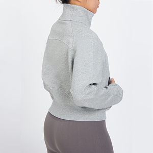Venta al por mayor de poliéster algodón último diseño media cremallera mujeres sudaderas con capucha para el invierno de las mujeres de moda nuevo estilo fabricante de ropa - Product Image 5
